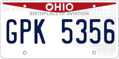 OH license plate GPK5356