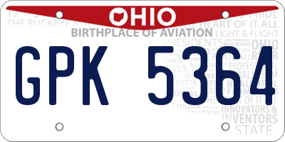 OH license plate GPK5364
