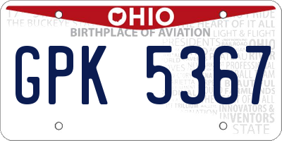OH license plate GPK5367