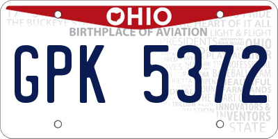 OH license plate GPK5372