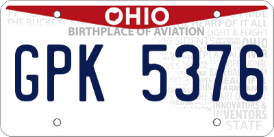 OH license plate GPK5376