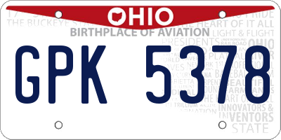 OH license plate GPK5378