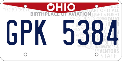 OH license plate GPK5384