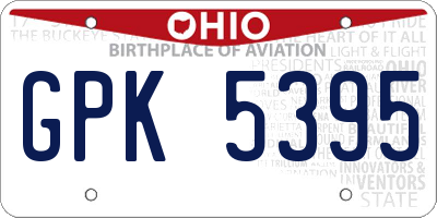 OH license plate GPK5395