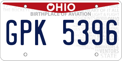 OH license plate GPK5396