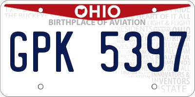 OH license plate GPK5397