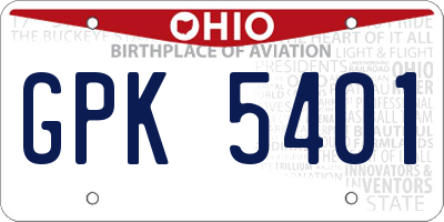 OH license plate GPK5401