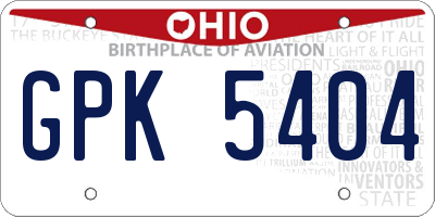OH license plate GPK5404