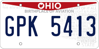 OH license plate GPK5413
