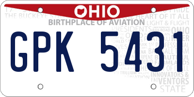 OH license plate GPK5431