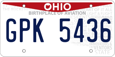 OH license plate GPK5436