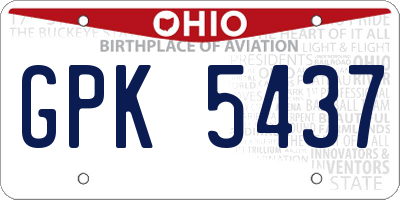 OH license plate GPK5437