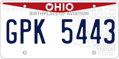 OH license plate GPK5443
