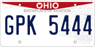 OH license plate GPK5444