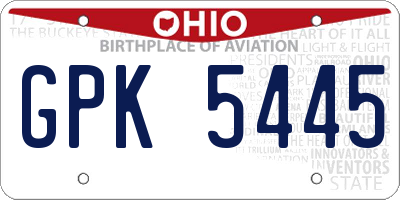 OH license plate GPK5445