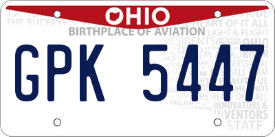OH license plate GPK5447