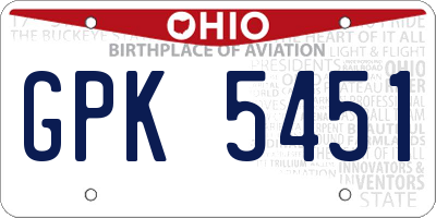 OH license plate GPK5451