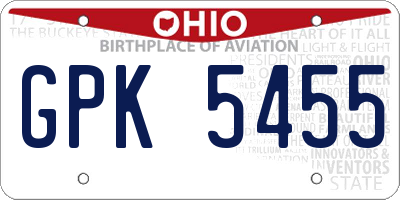 OH license plate GPK5455