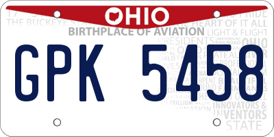 OH license plate GPK5458