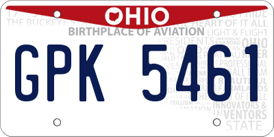 OH license plate GPK5461