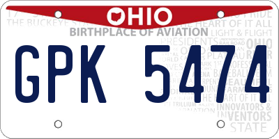 OH license plate GPK5474