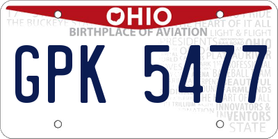 OH license plate GPK5477