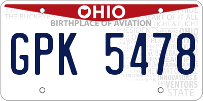 OH license plate GPK5478
