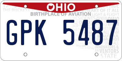 OH license plate GPK5487