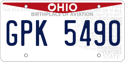 OH license plate GPK5490
