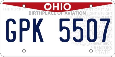 OH license plate GPK5507
