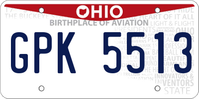 OH license plate GPK5513