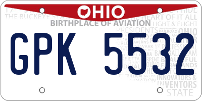 OH license plate GPK5532
