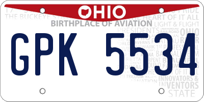 OH license plate GPK5534