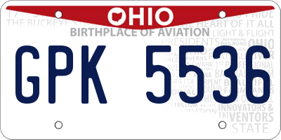 OH license plate GPK5536