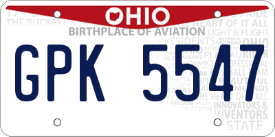 OH license plate GPK5547