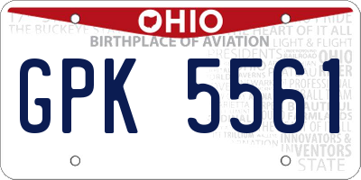 OH license plate GPK5561