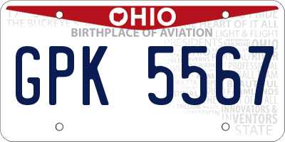 OH license plate GPK5567