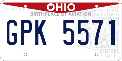 OH license plate GPK5571