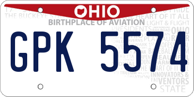 OH license plate GPK5574