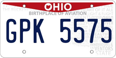 OH license plate GPK5575