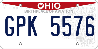 OH license plate GPK5576