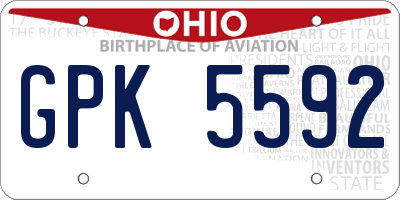 OH license plate GPK5592