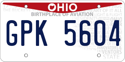 OH license plate GPK5604
