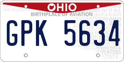 OH license plate GPK5634