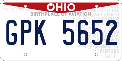 OH license plate GPK5652