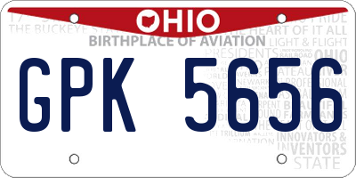 OH license plate GPK5656