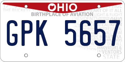 OH license plate GPK5657