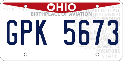 OH license plate GPK5673