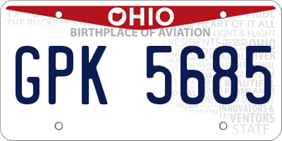 OH license plate GPK5685