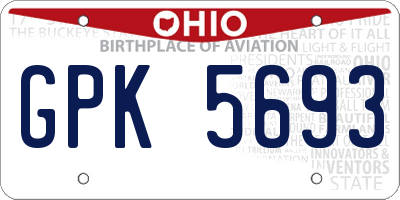 OH license plate GPK5693